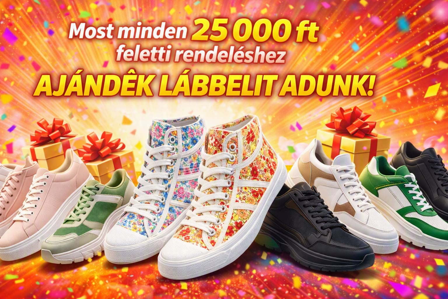 25.000 ft feletti vásárlás esetén ajándék lábbeli