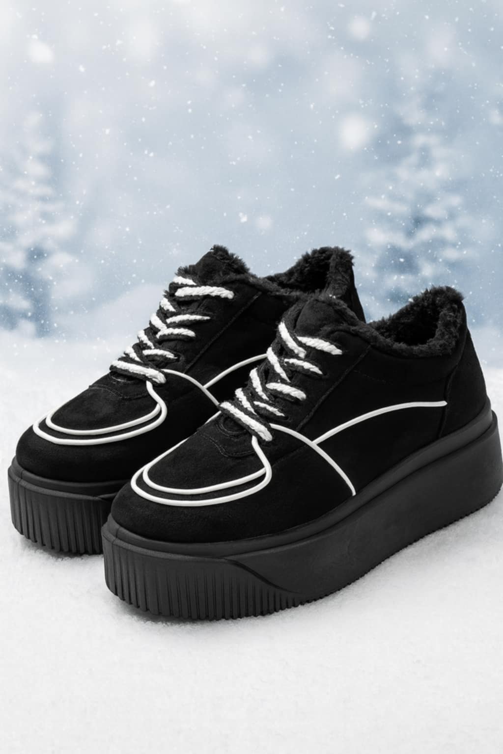 Fekete platformos bundás sneaker 15.990 Ft helyett csak 3990 Ft