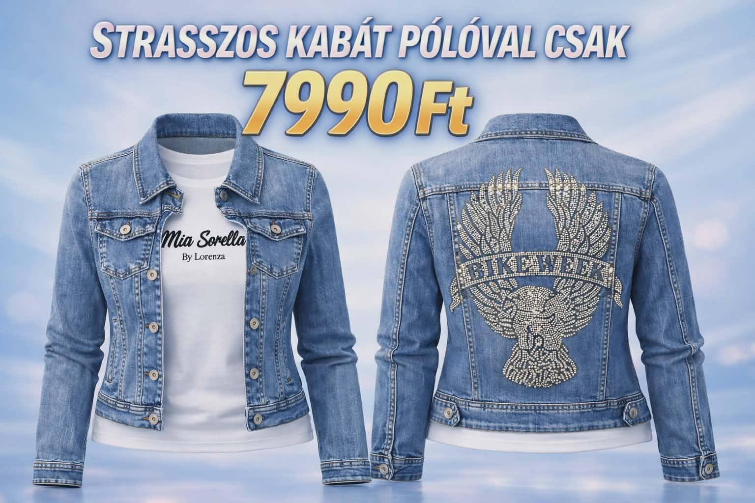 UD Strasszos kabát +póló AKCIÓ!!