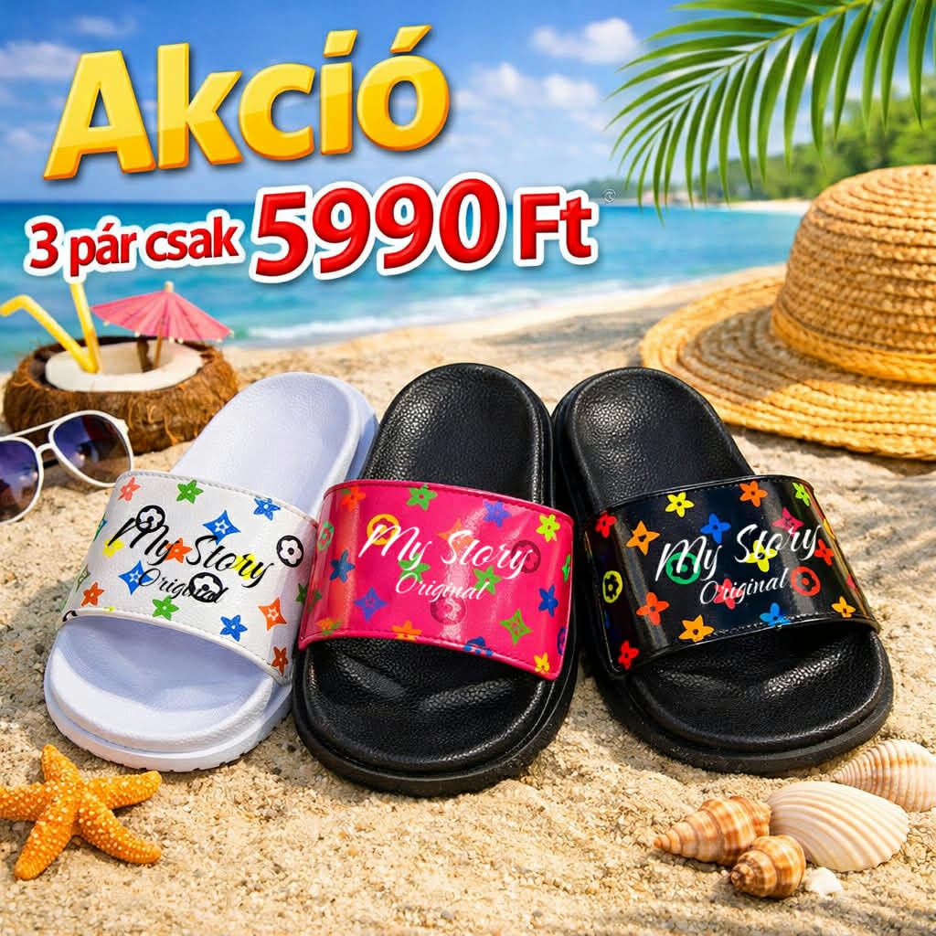  Akció  3 pár papucs 1 áráért,csak 4500 Ft/3 pár!