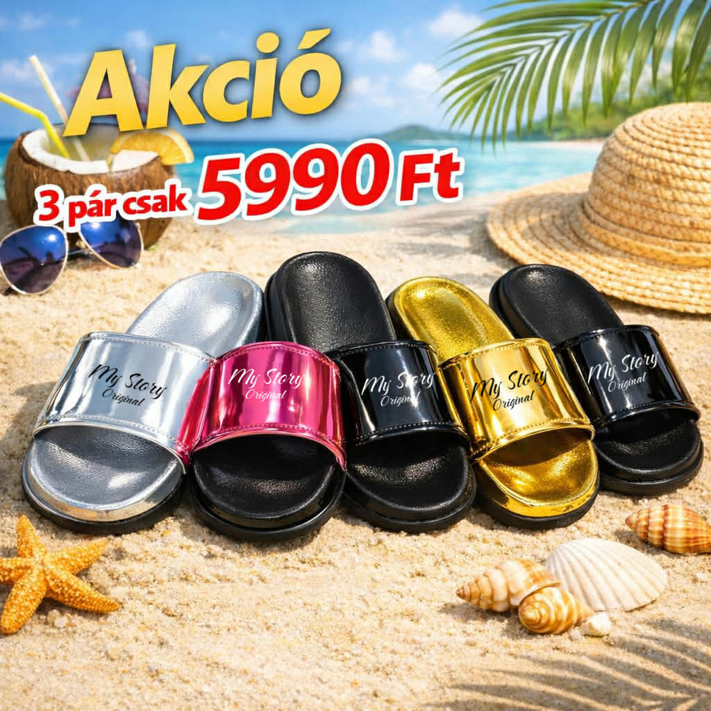  Akció – 3 pár papucs 1 áráért,csak 5990 Ft/3 pár!