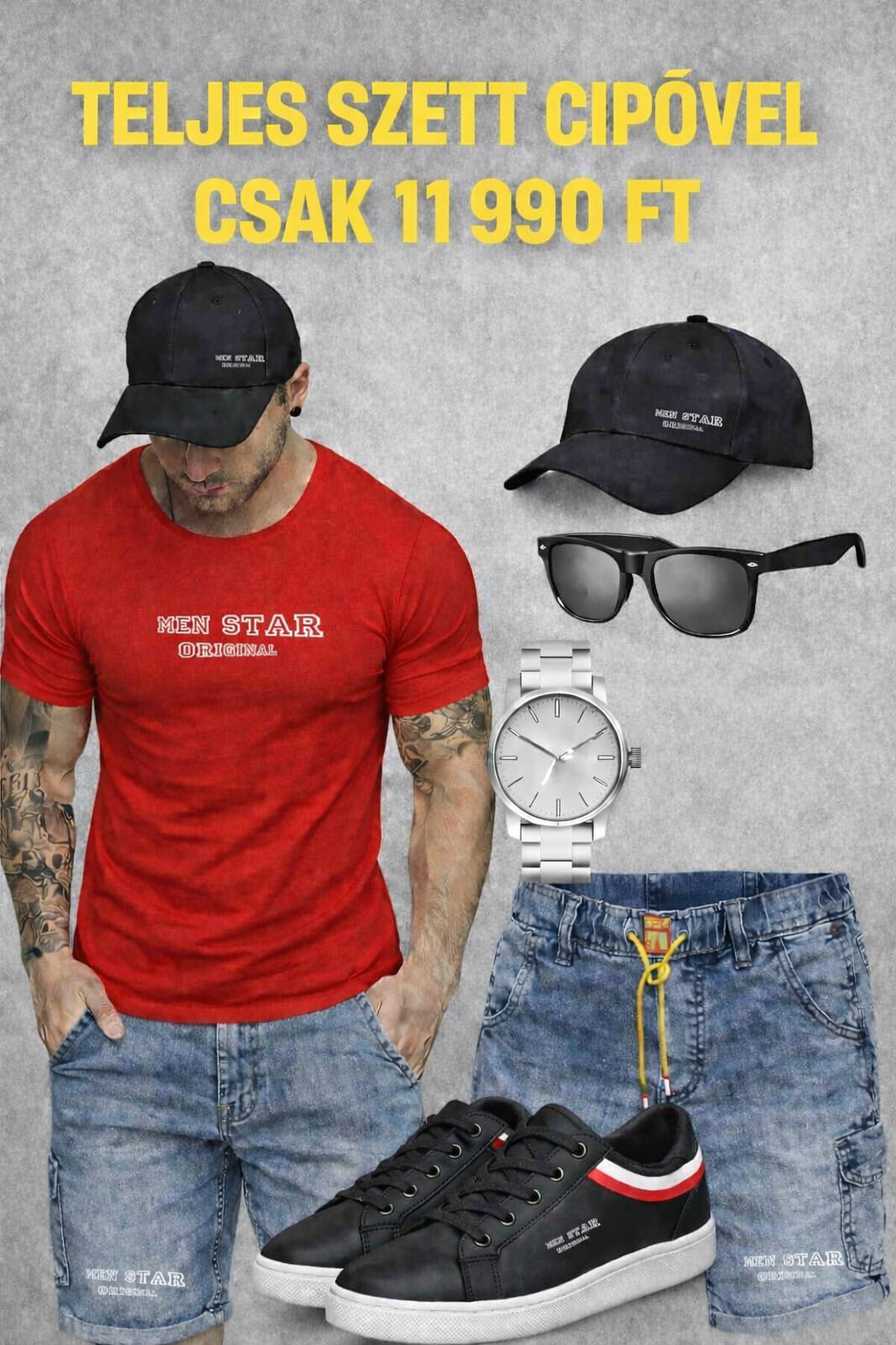 MEN STAR ORIGINAL – Prémium Nyári Férfi Szett Cipővel csak 11990ft Piros