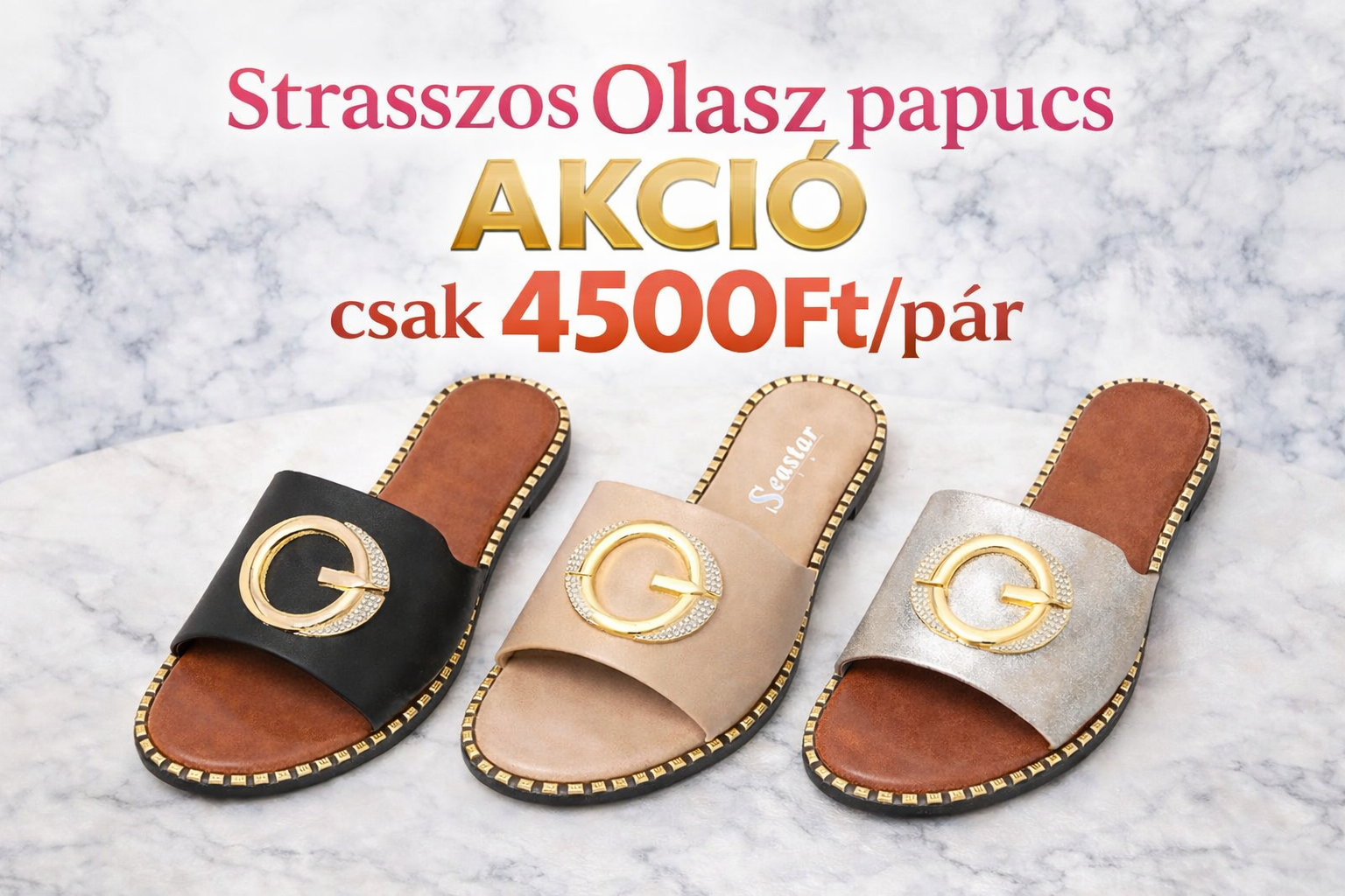 Strasszos Olasz papucs 9990ft helyett csak 4500ft