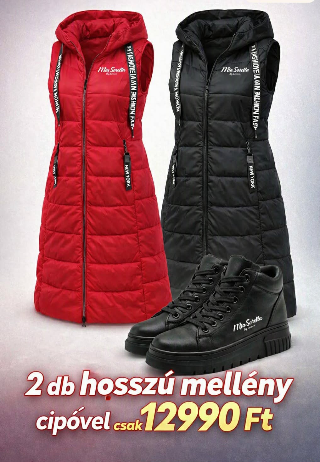 2db  HOSSZÚ MELLÉNY CIPŐVEL – Szezon Előtti Utolsó Darabok! 33000ft helyett csak 12990ft