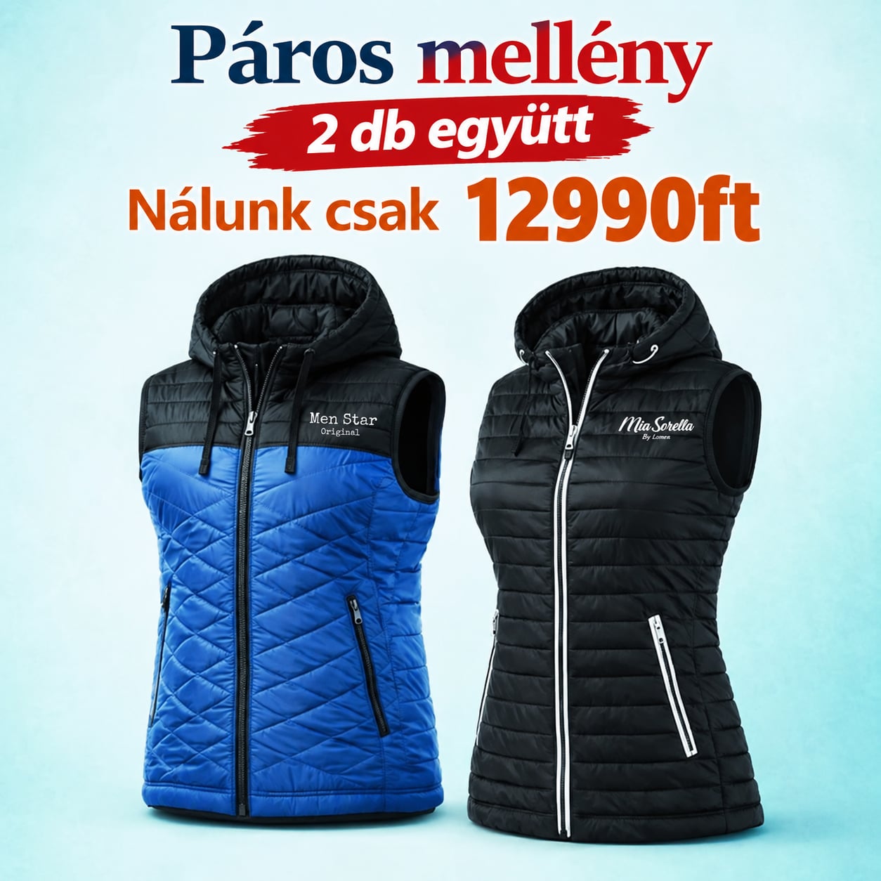 CoupleShield Duo Vest – Prémium Páros női-férfi  Mellény Szett 2 db 12.990Ft