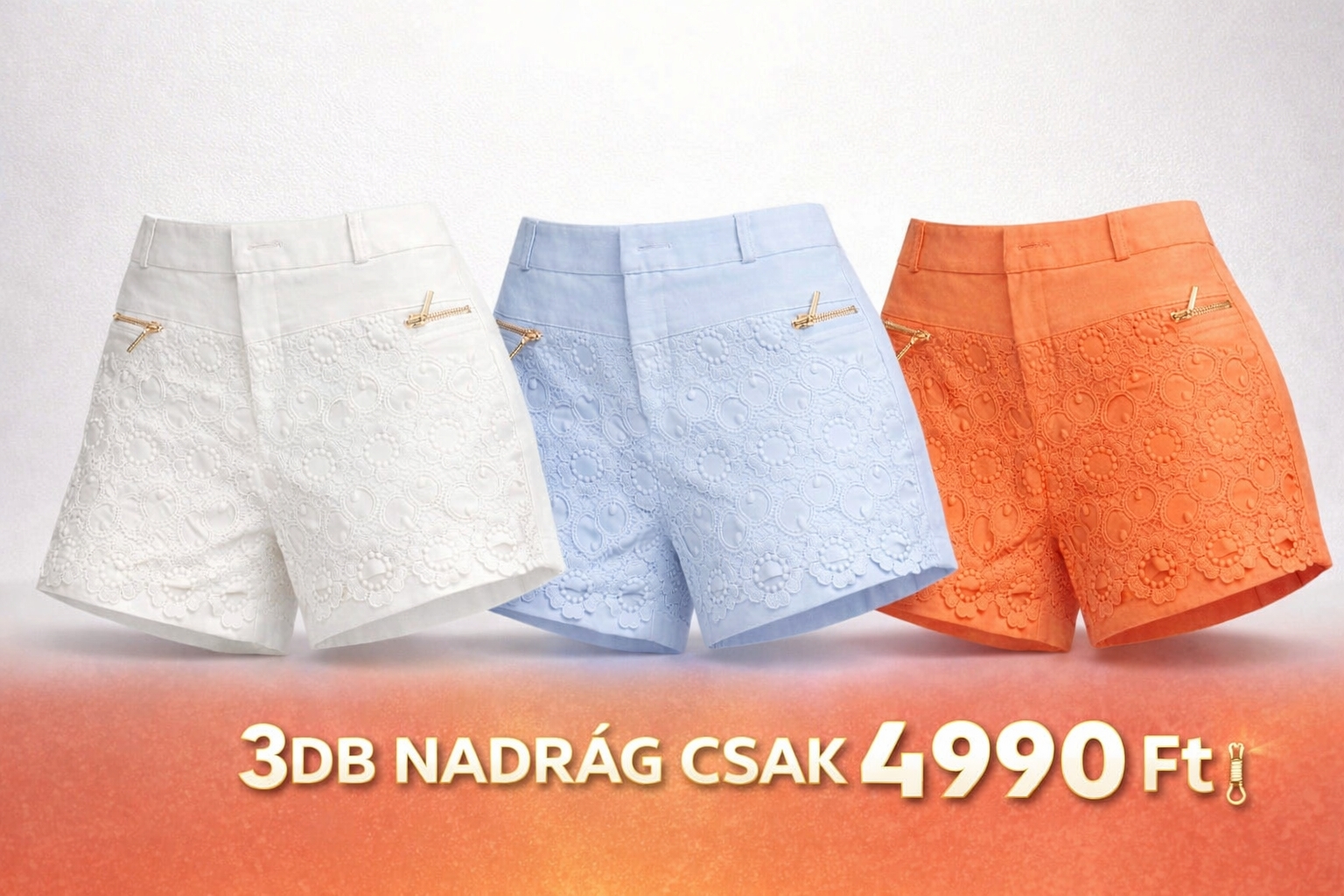 Lace Trio — 3db csipkés rövidnadrág egy àráért csak 4990ft