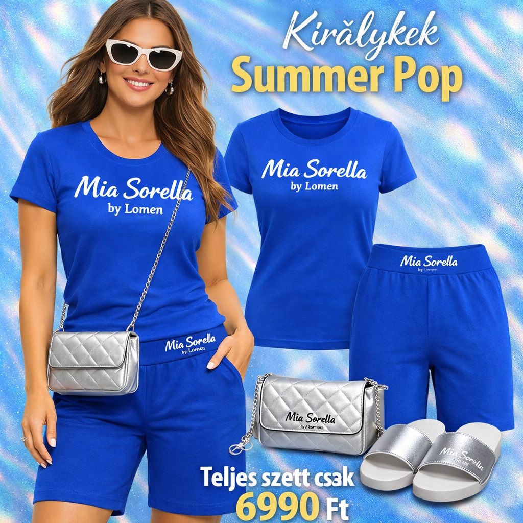 Mia Sorella – Királykék Summer Pop Szett + Ajándék Papucs