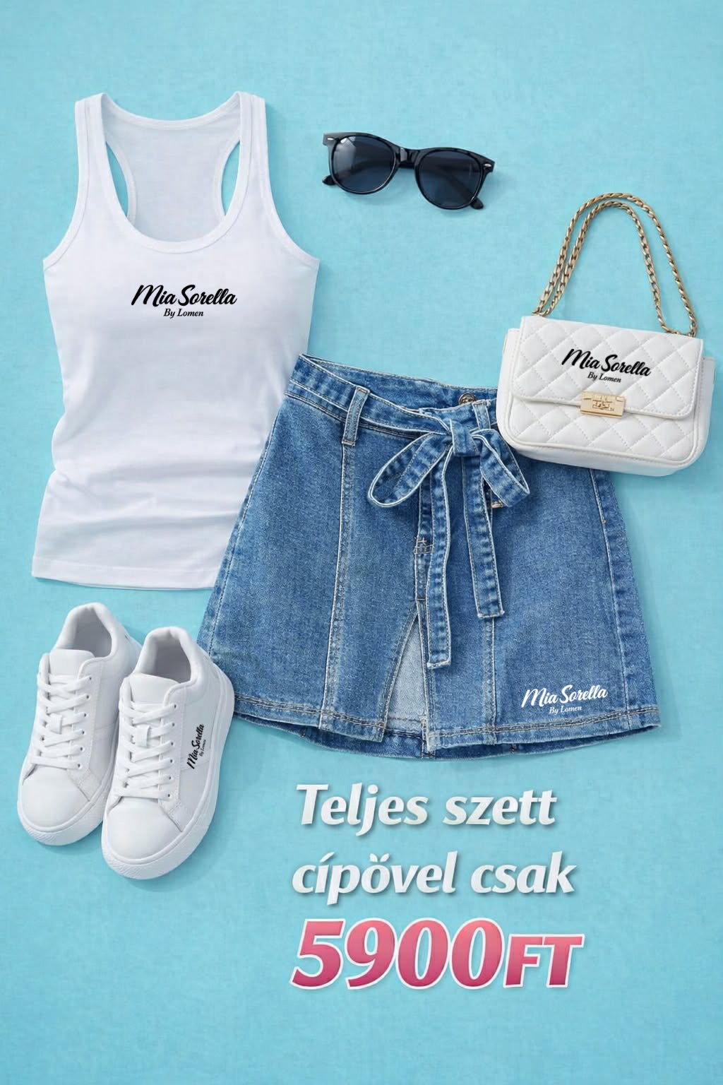 Mia Sorella Summer Chic – Trikó + Farmer szoknya + Ajándék cipő