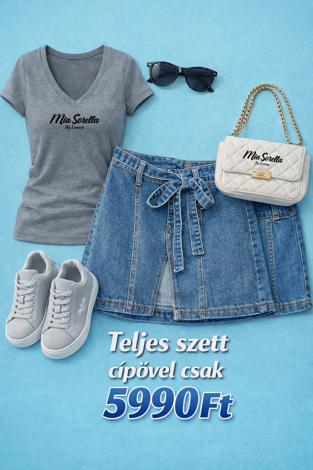 Mia Sorella Summer Chic – Póló+ Farmer szoknya + Ajándék cipő