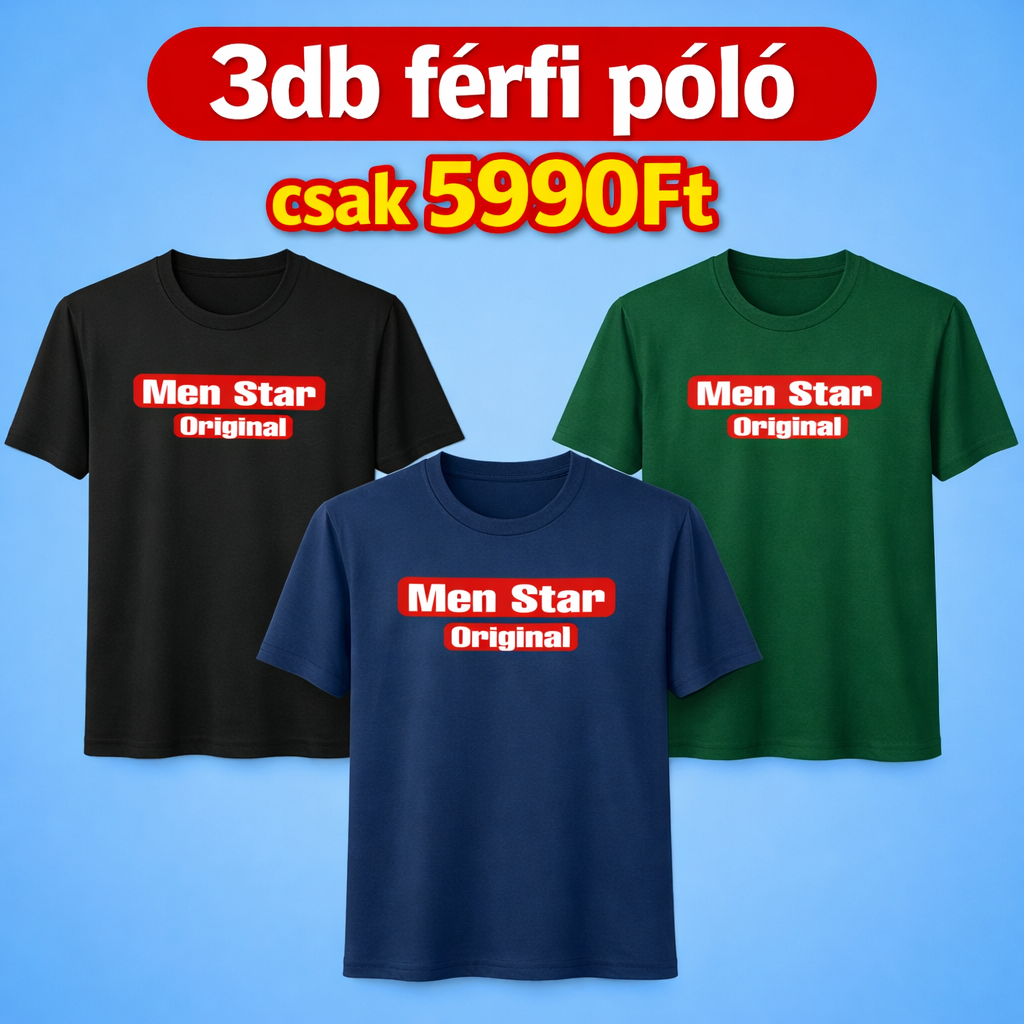Men Star Original – Férfi Póló Szett (3 db)