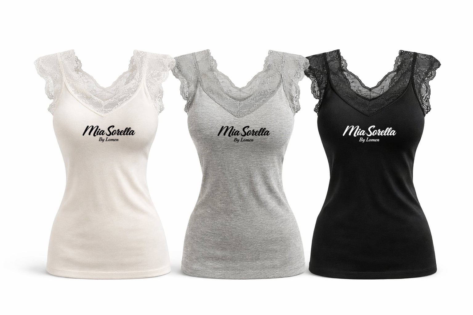 Mia Sorella by Lomen – 3 db Csipkebetétes Prémium Trikó