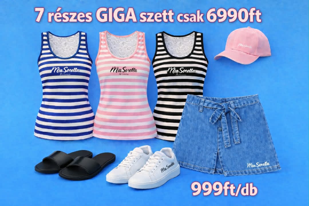7 részes csíkos Prémium Nyári GIGA Szett – Extra Ajándékokkal 999ft/db AKCIÓ