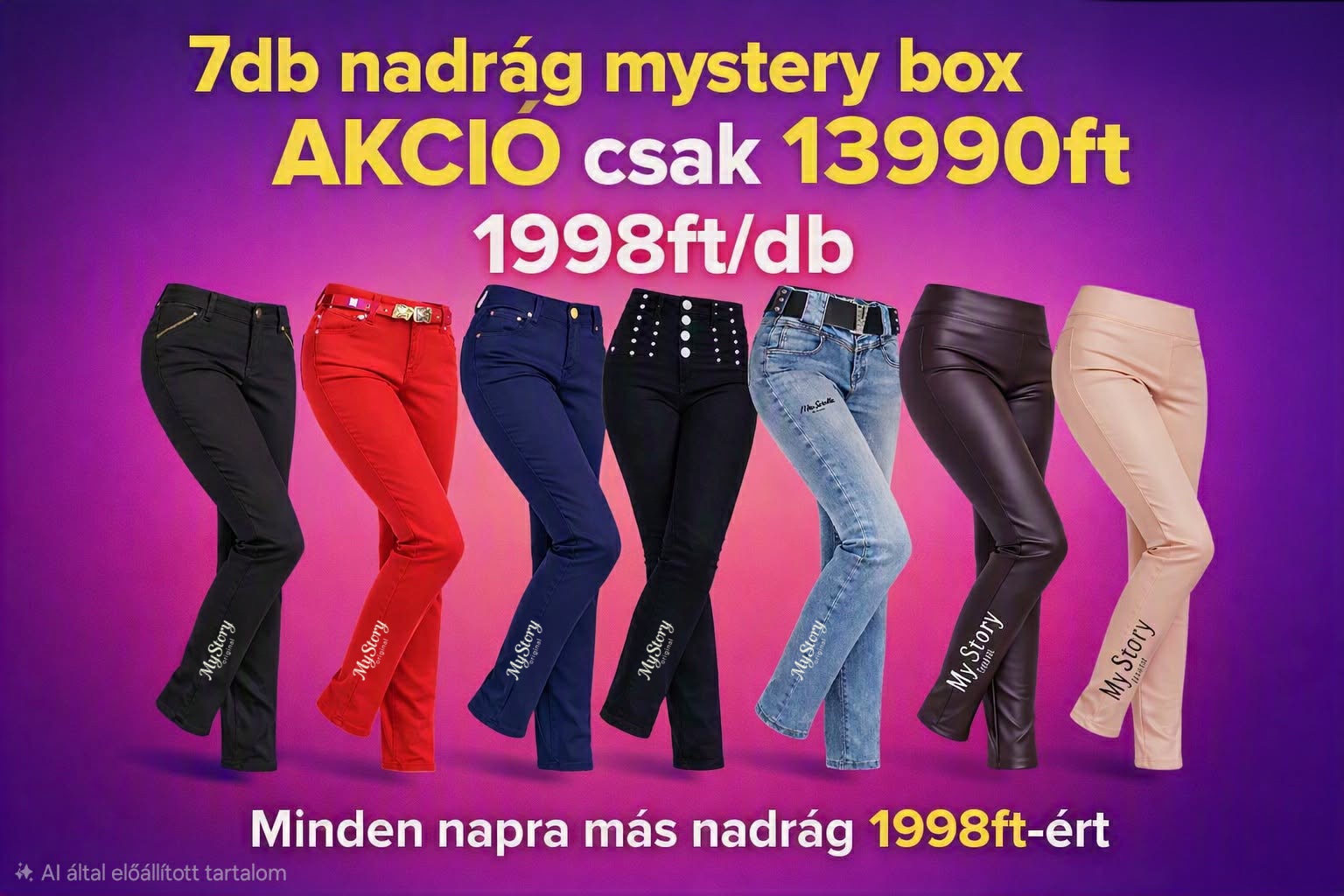7DB PRÉMIUM NADRÁG MYSTERY BOX 59930 ft helyett csak 13990ft, csak 1998ft/db LIMITÁLT 