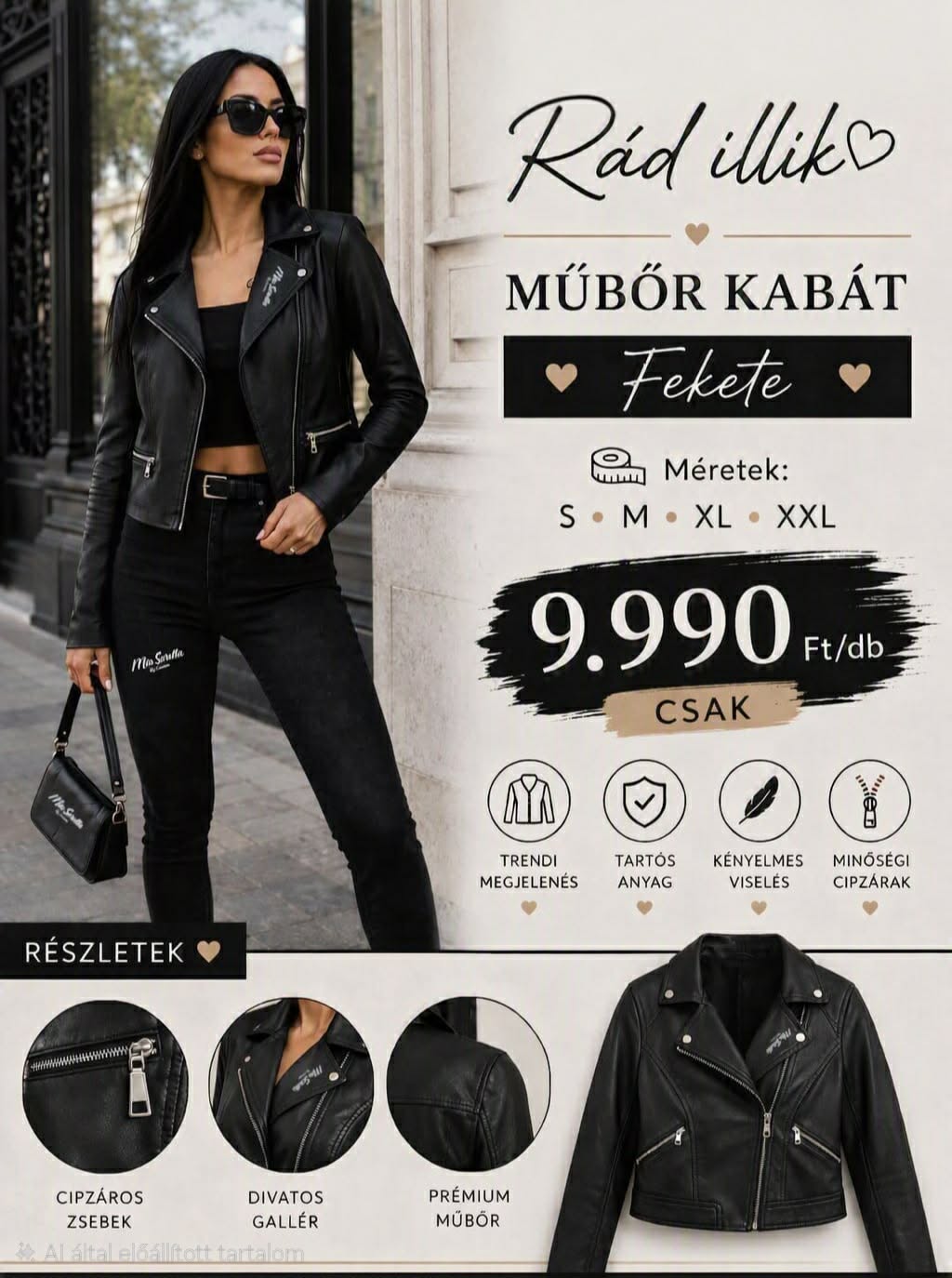  Black Charm – Prémium műbőr kabát