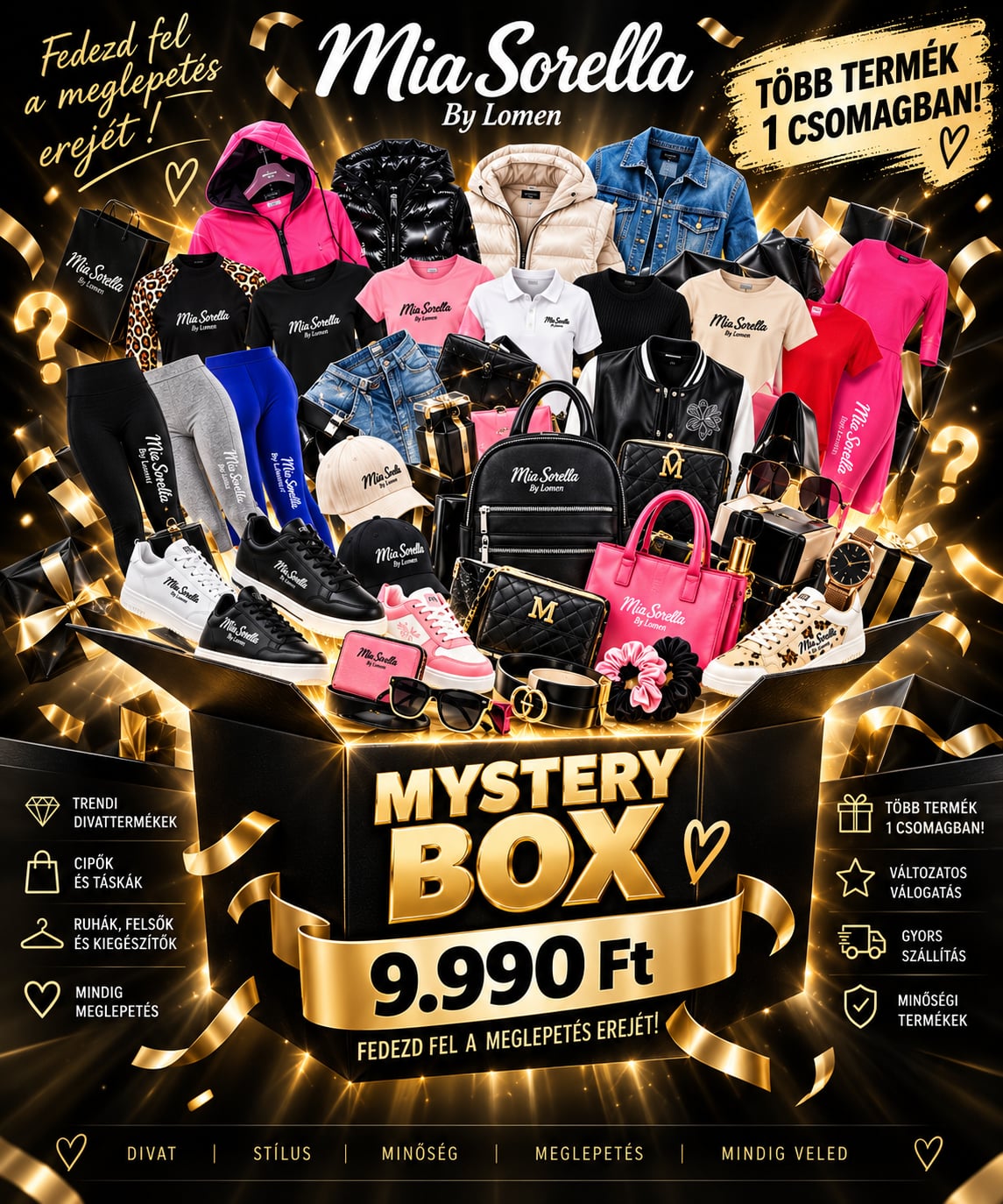 MYSTERY BOX – Több termék 1 csomagban – 9.990 Ft 