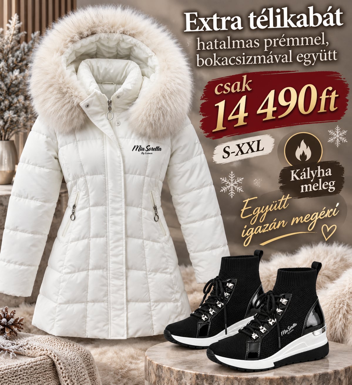 POLAR QUEEN – Extra Bundás Télikabát Bokacsizmával  csak 14490ft