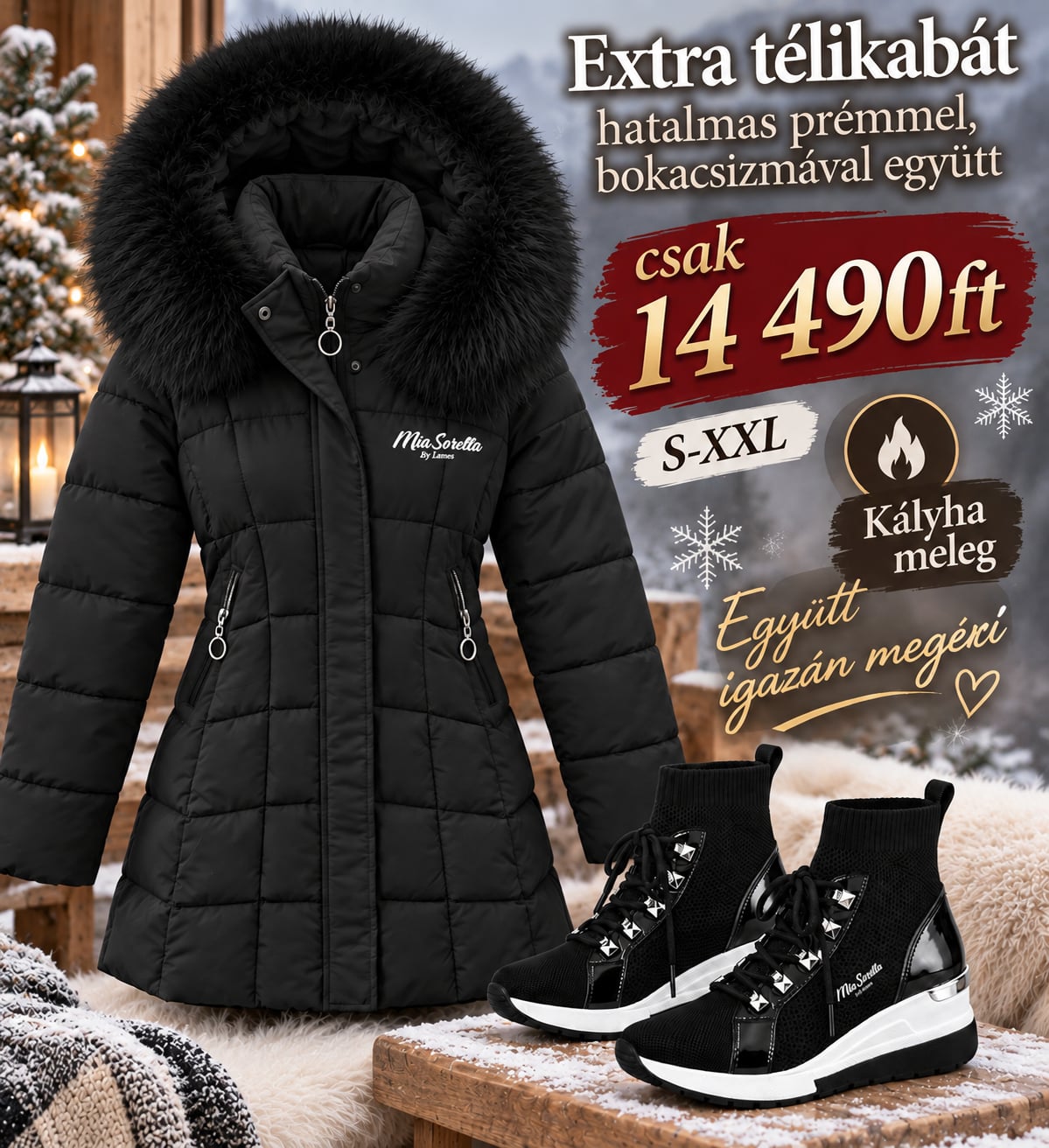 BLACK DIAMOND – Extra Meleg Bundás Téli Szett Bokacsizmával  együtt csak 14490ft