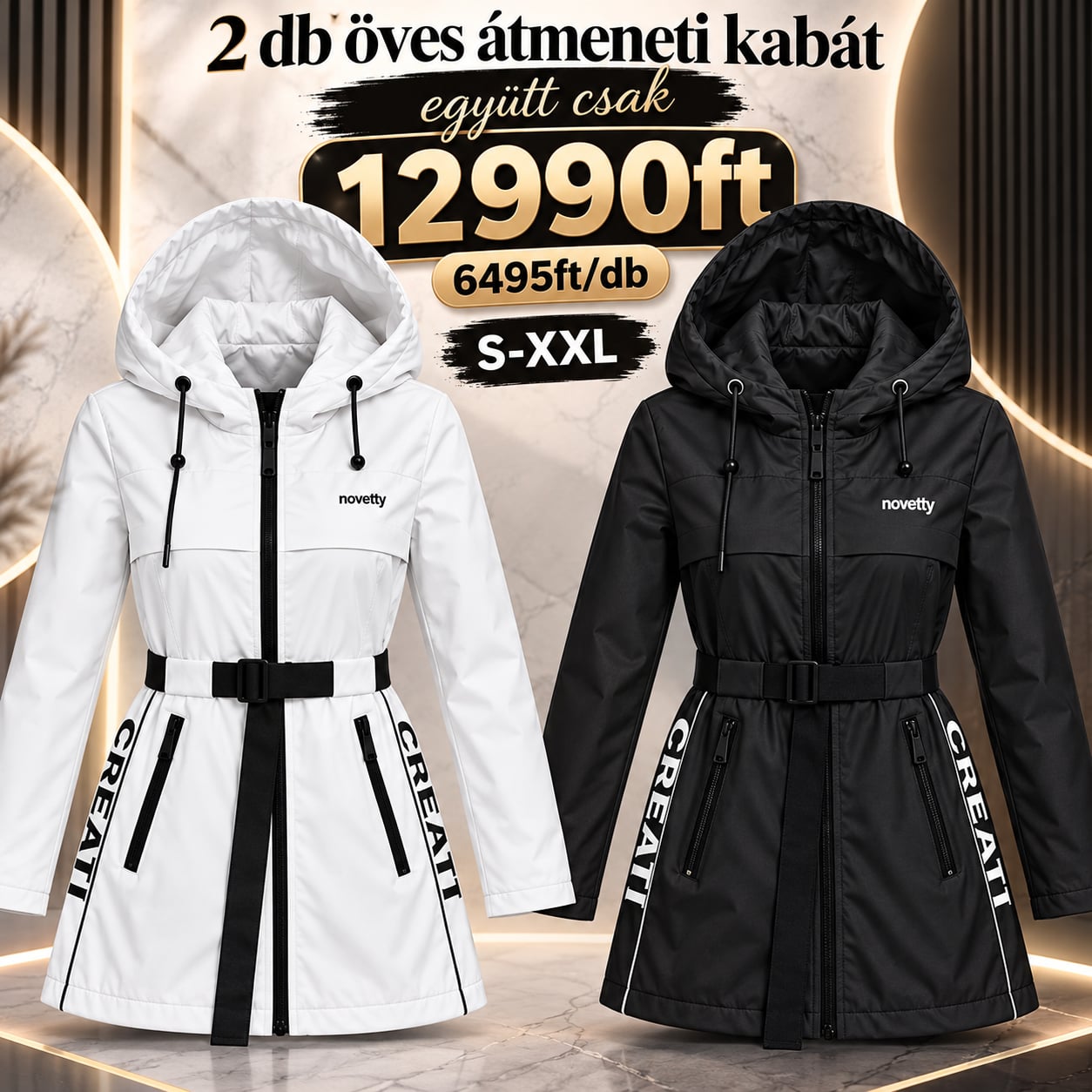 DUO PREMIUM Black&white  – 2 db átmeneti  kabát  együtt csak  12990ft- 6495ft/db