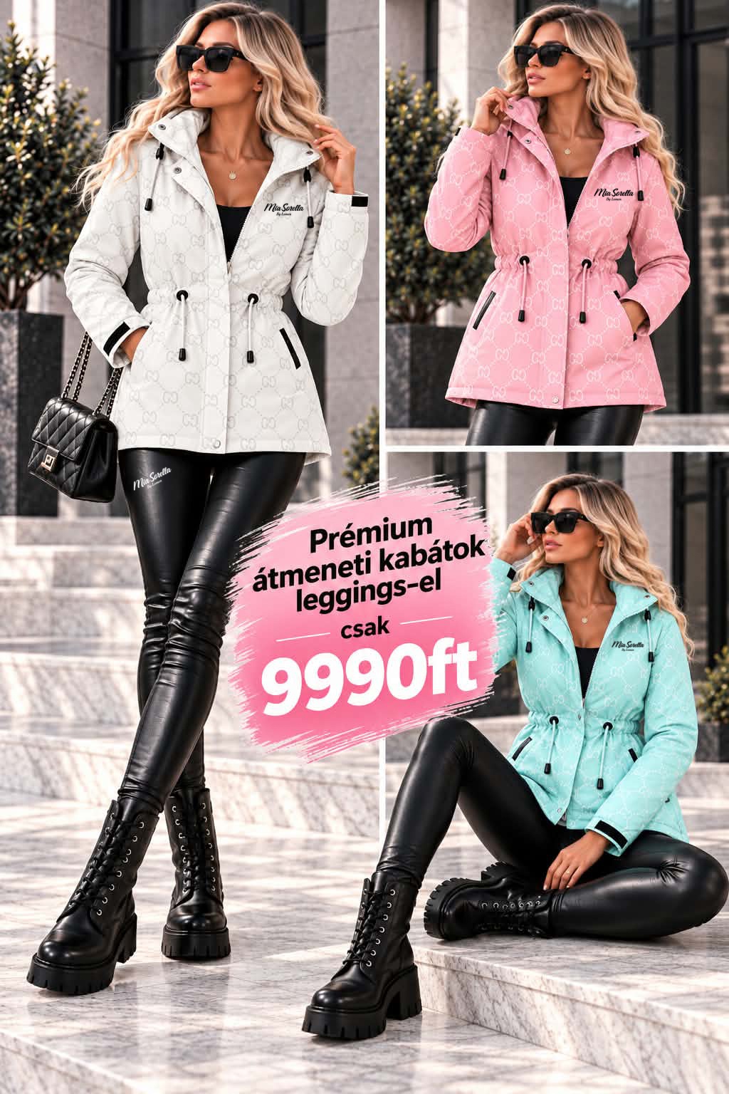 Lunessa Prémium Átmeneti kabát 3 színben + bőrhatású leggings együtt csak 9990Ft