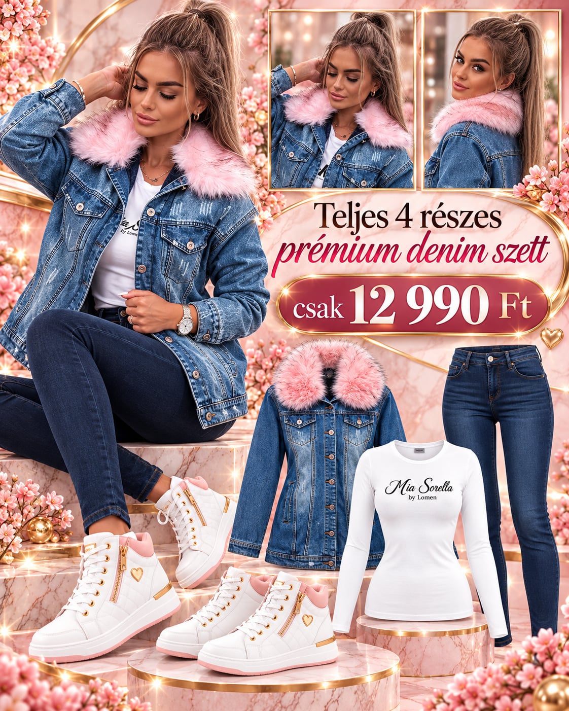 Prémium 4 részes Denim Szett ajándék cipővel