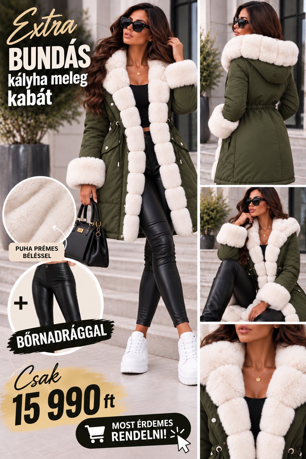 ALASKA LUXE™ – EXTRA BUNDÁS KABÁT + PRÉMIUM BŐRHATÁSÚ LEGGINGS  Khaki