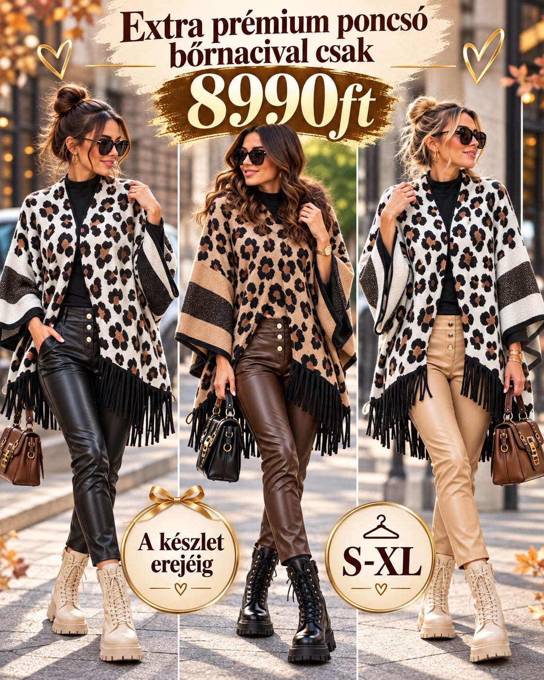 Leopárd Luxe Szett: Poncsó nadrággal csak 8990ft