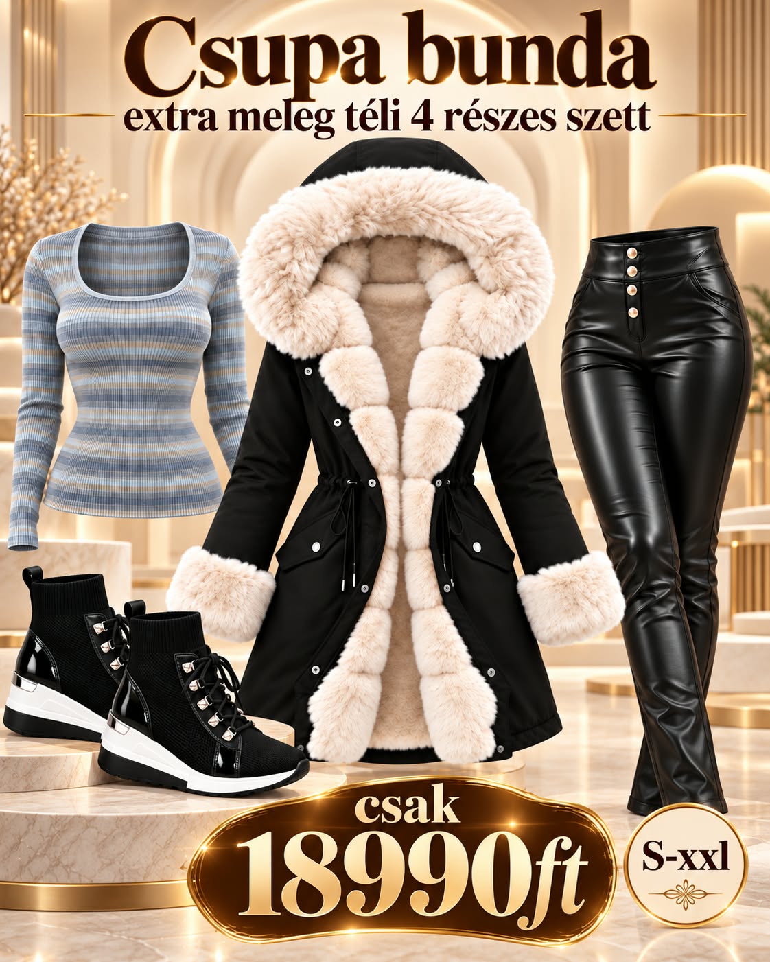 FROST QUEEN™ – 4 részes extra meleg, csupa bunda  téli szett csak 18990ft