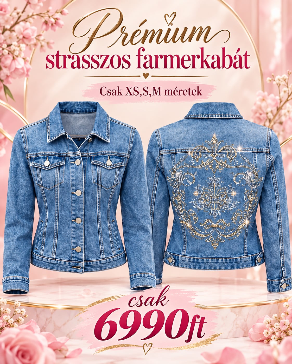 UD Strasszos farmerkabát
