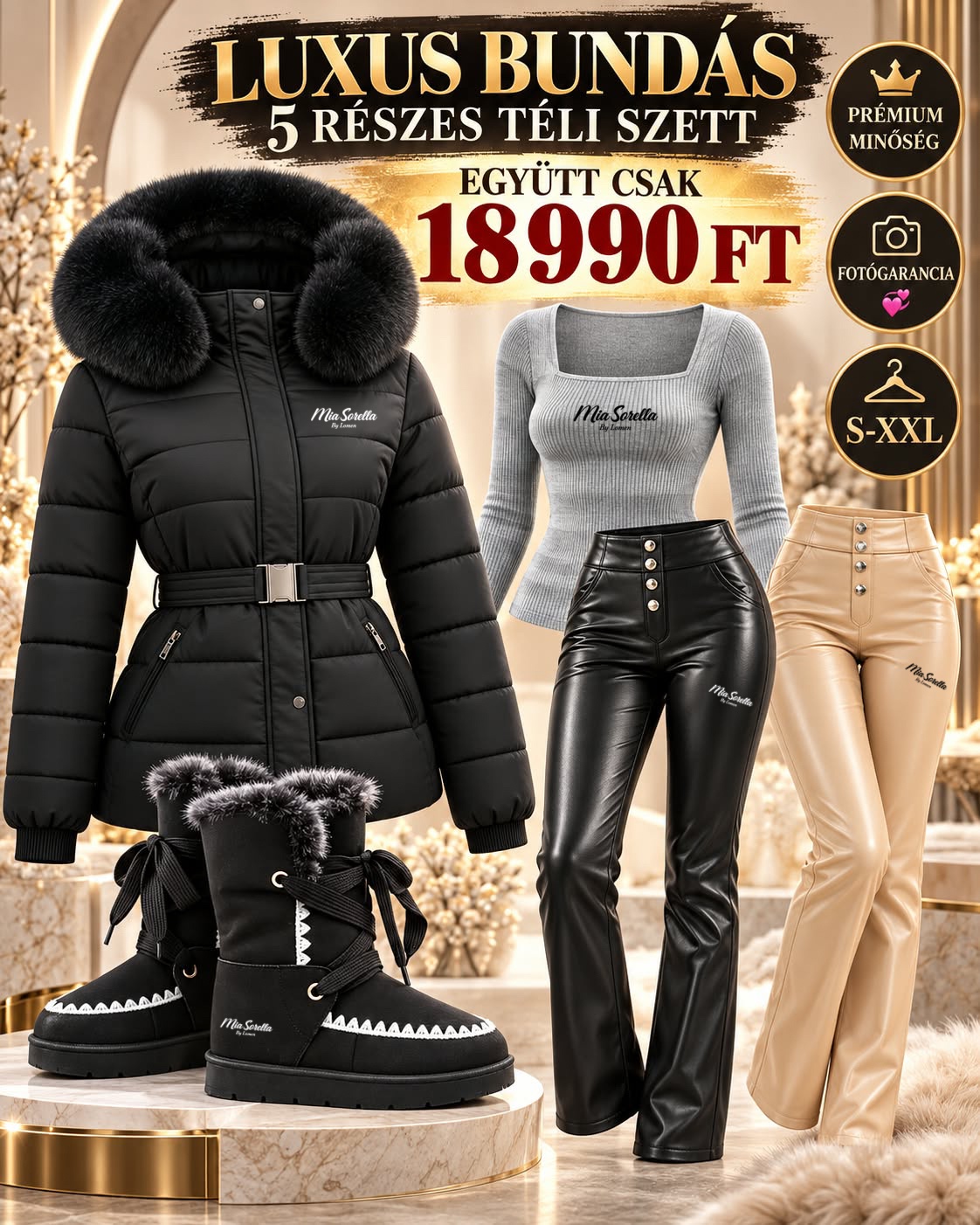LUXE WINTER 5 – Prémium 5 részes bundás téli szett EXTRA LUXUS MINŐSÉG, ÉS FOTÓGARANCIA! Együtt csak 18990ft