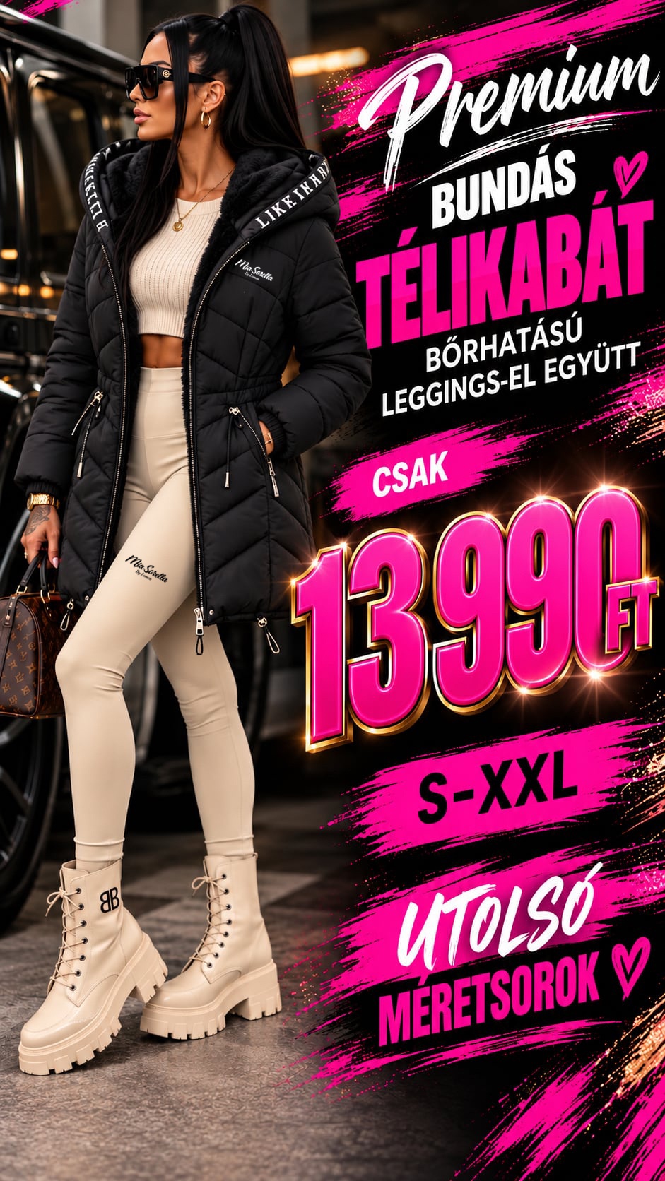 BELLA FROST – Prémium bundás téli álomszett  BUNDÁS KABÁT+NADRÁG  csak 13990ft