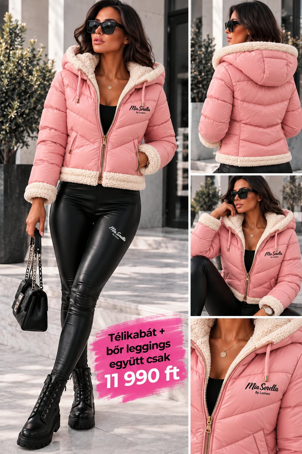 Mia Sorella Bella Teddy – Bundás télikabát + bőrhatású leggings szett MOST CSAK 11990ft