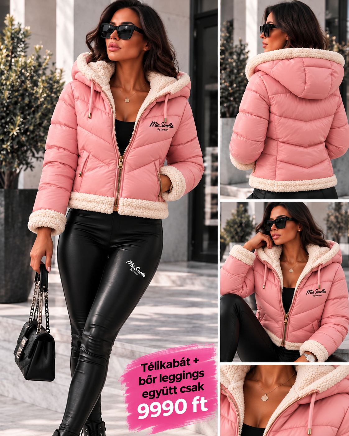 Mia Sorella Bella Teddy – Bundás télikabát + bőrhatású leggings szett MOST CSAK 9990ft