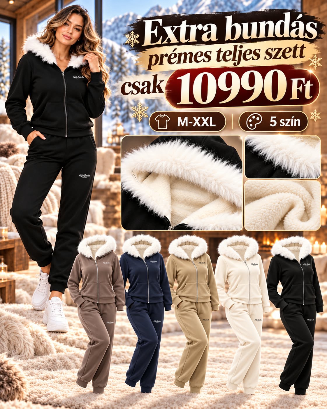 SNOW ANGEL – Extra bundás, prémes kapucnis 2 részes prémium téli szett ❄️✨ CSAK 10990FT