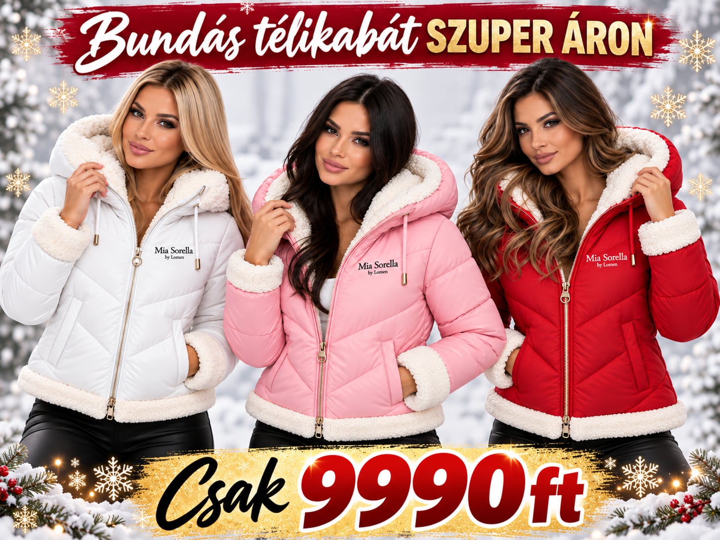Mia Sorella by Lomen – Bundás, kapucnis női télikabát ❄️ CSAK 9990FT