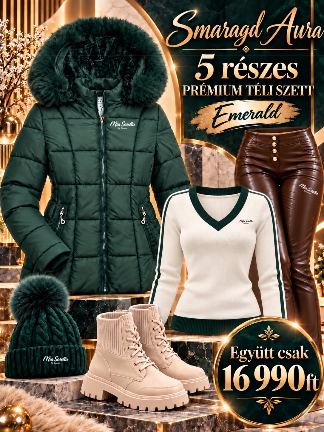 SMARAGD AURA - 5 részes prémium téli szett csak 16990ft UTOLSÓ DARABOK!