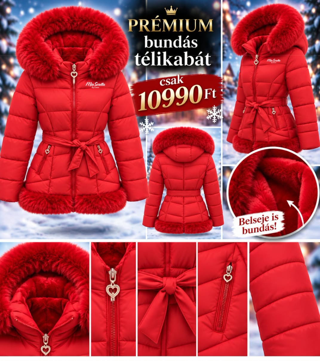 MIA SORELLA – RED VELVET LUXE  A tél legcsábítóbb, pihe-puha kabátja!  csak 10990ft