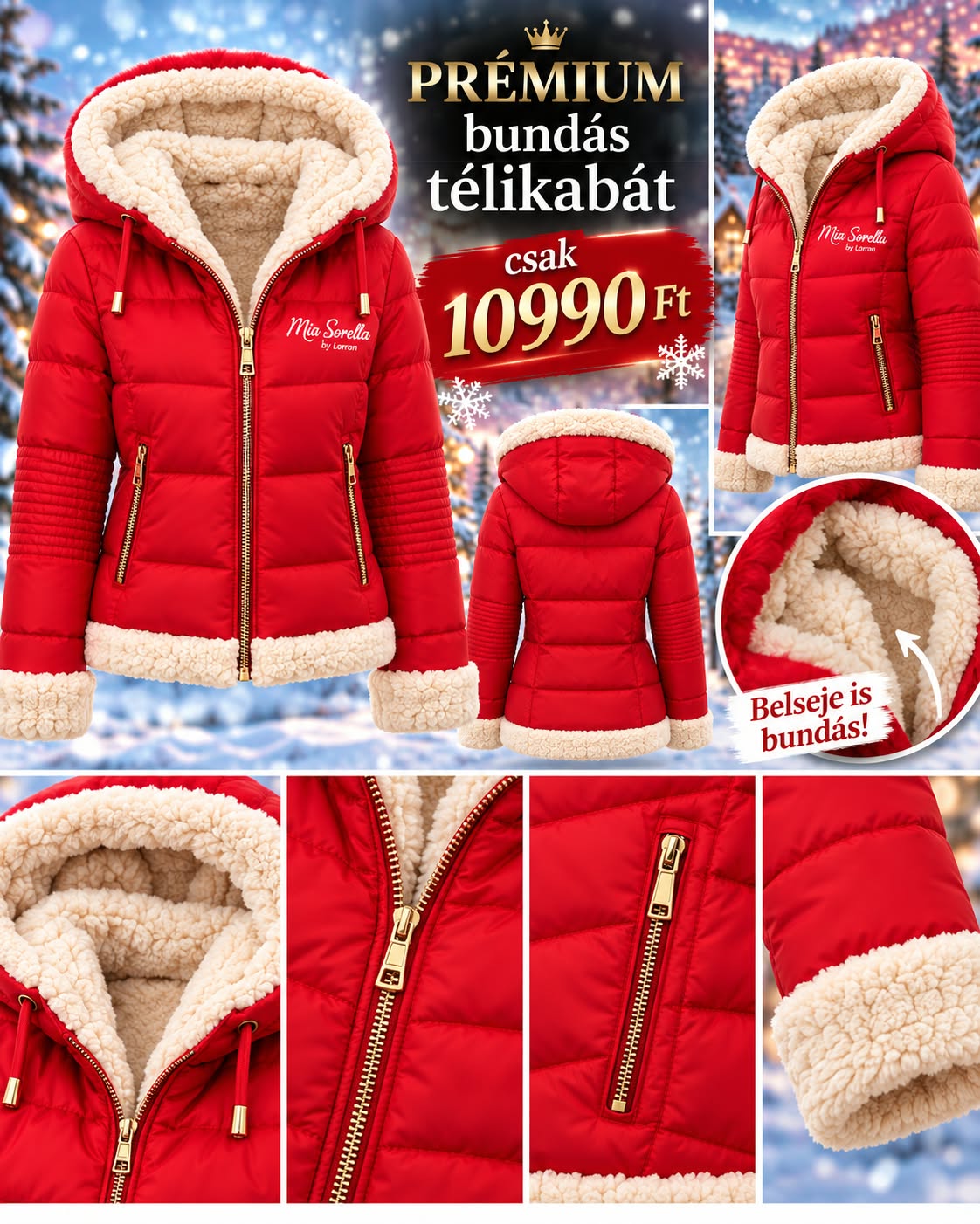 SCARLET QUEEN – Prémium luxus bundás télikabát  BRUTÁL LUXUS, ELKÉPESZTŐEN PUHA BUNDA!  csak 10990ft