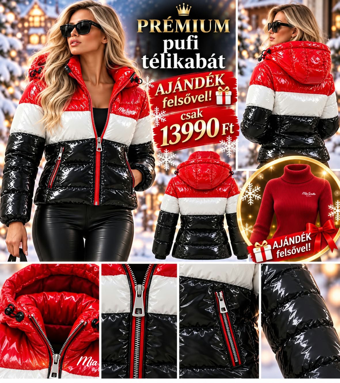  TRICOLOR REBEL – A tél legvagányabb pufi kabátja! PRÉMIUM, EXTRAMENŐ, FÉNYES PUFI TÉLIKABÁT + AJÁNDÉK PIHE-PUHA KÖTÖTT PULCSI!  Csak 13990ft