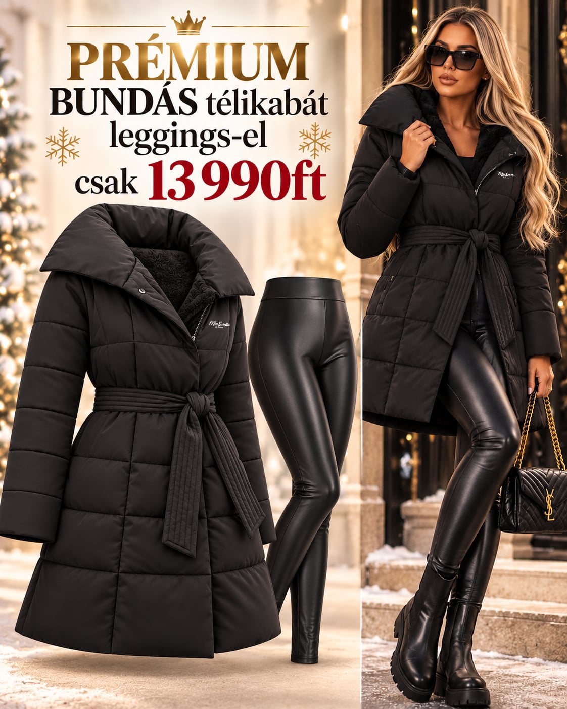 ROYAL WINTER – Luxus & Elegancia Prémium Téli Szett, bundás kabéát+nadrág csak 13990ft