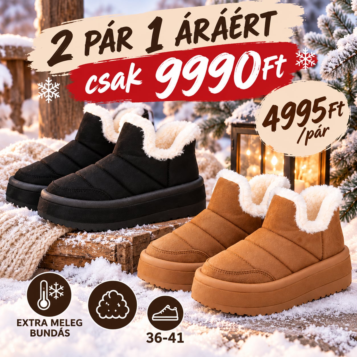 HÓPIHE PUFFY – 2 pár egy áráért csak 9990ft!