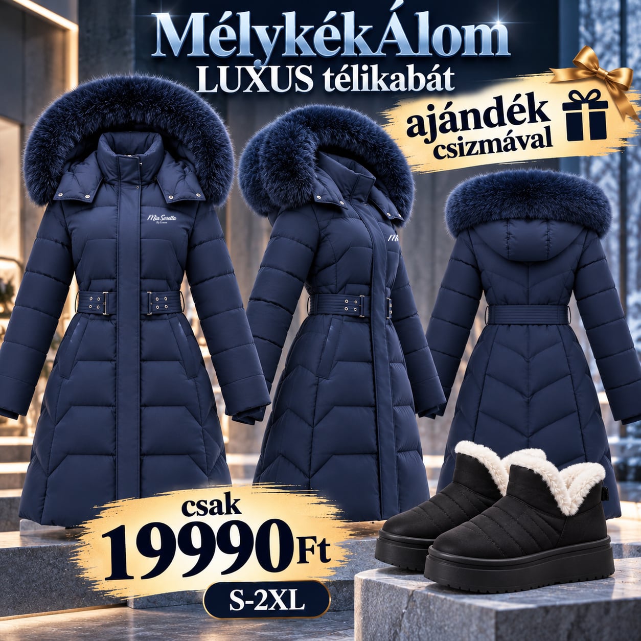 MélykékÁlom LUXUS télikabát + bundás csizma – együtt csak 19 990 Ft!