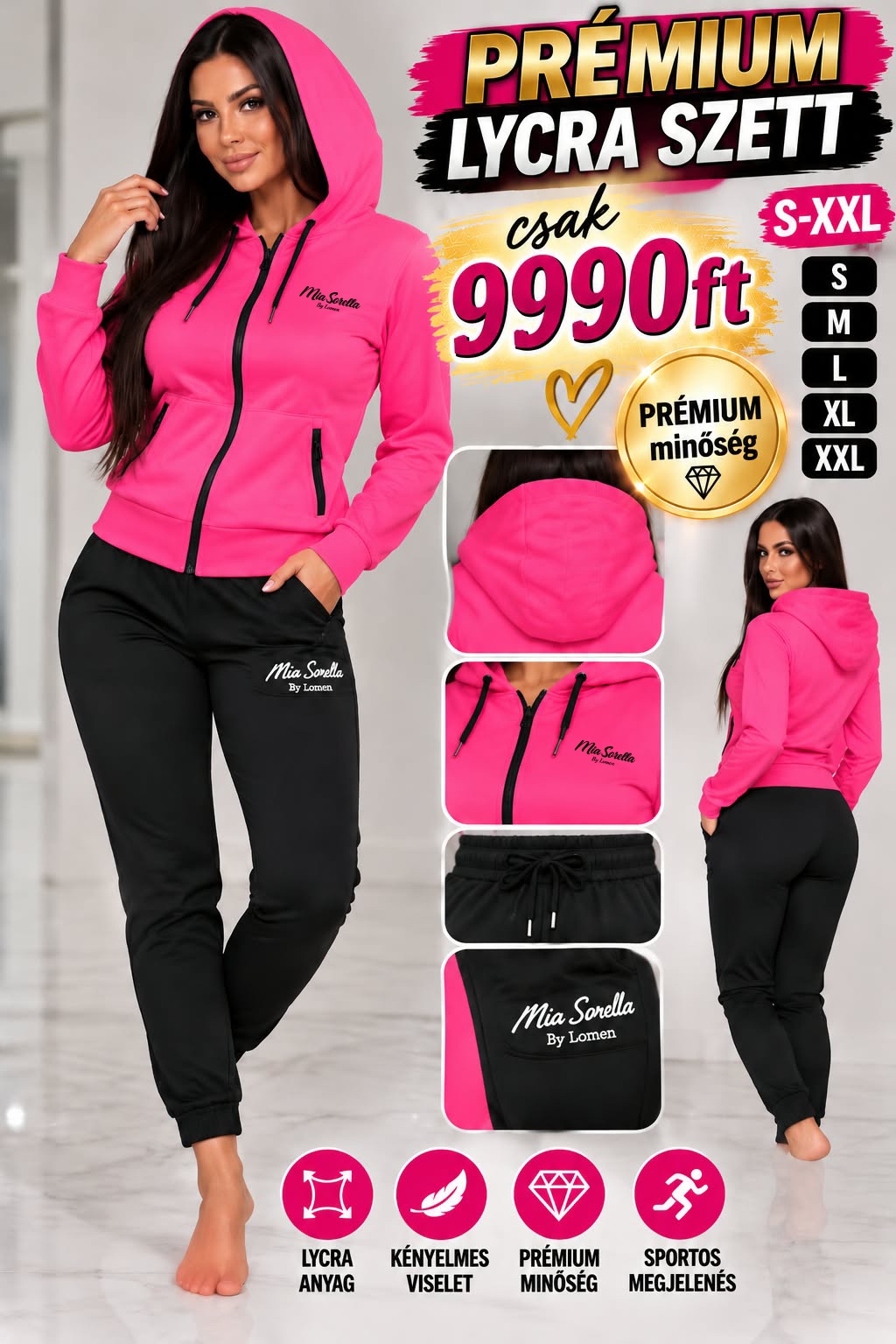 Amelisse Prémium Szabadidőszett Pink